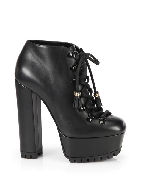 gucci kayla lace-up leather platform ankle boots|Gucci shoes for women.